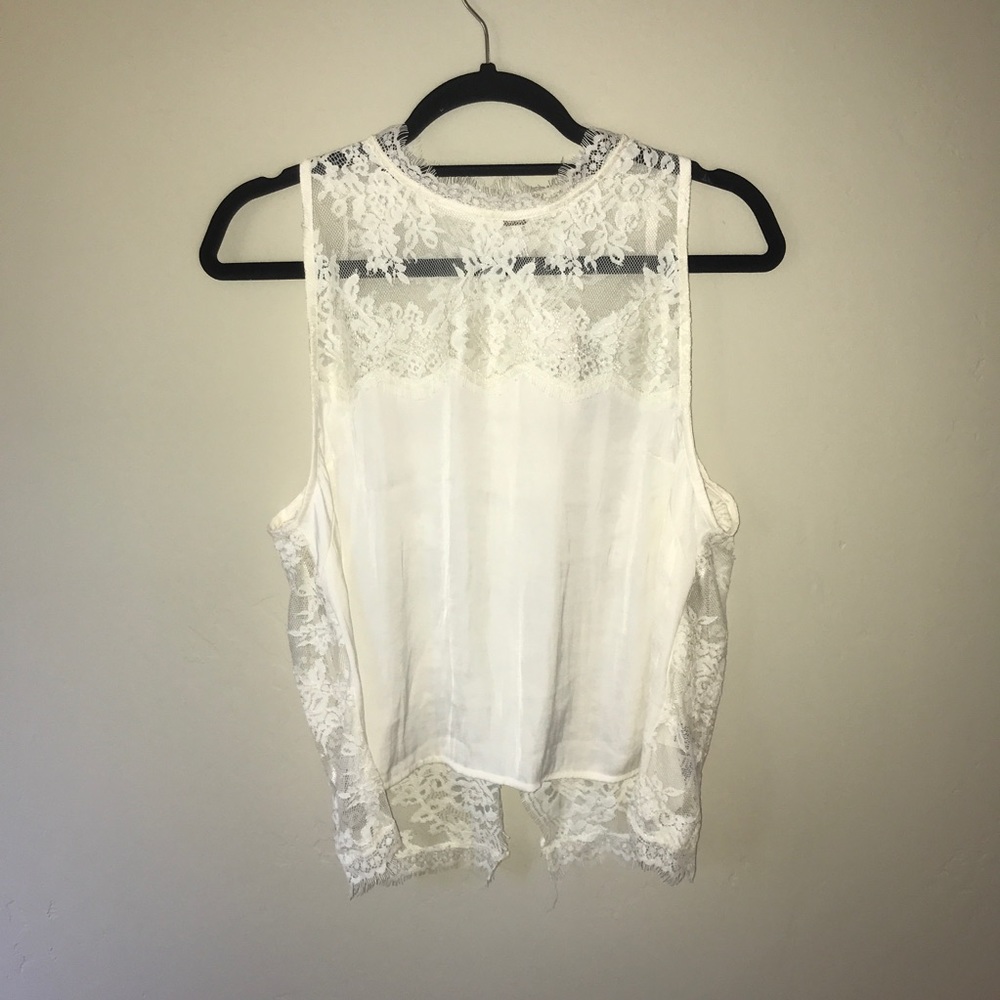 Free People Cream Lace Tank Open Back Size L